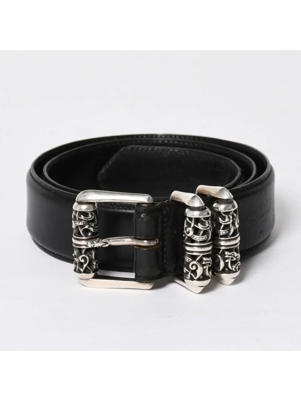 Chrome Hearts Blt Roller Belt 32 Black Leather 925 Sterling Silver